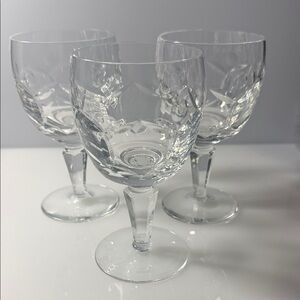Atlantis “Faro” Clear Cut-Pattern Wine Glasses - Set of 3